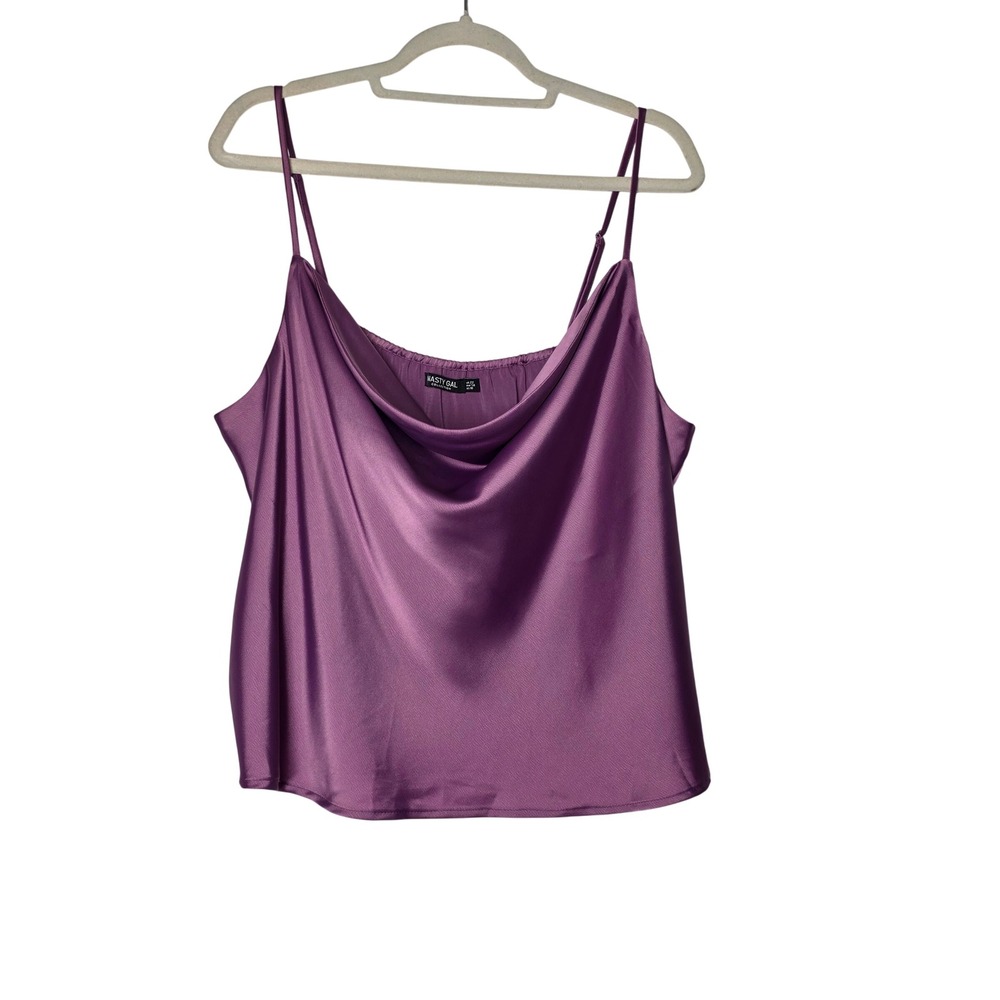Nasty Gal Cowl Neck Satin Cami Top Purple Plus Size 18 Adjustable Straps Cami